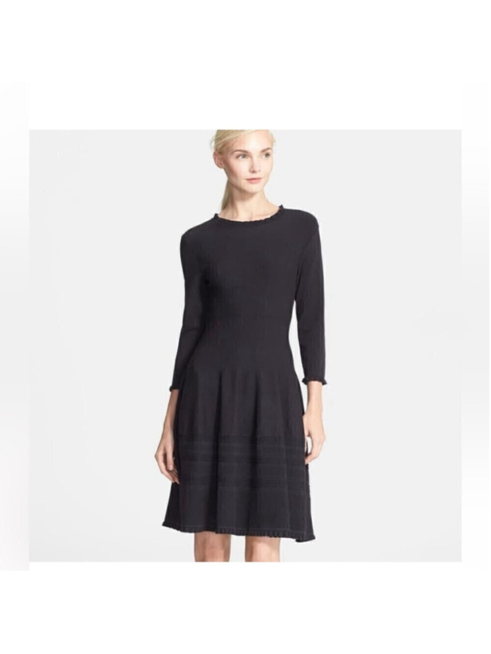 Kate spade new york pointelle
sweater dress academia minimalist black sz xxs